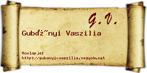 Gubányi Vaszilia névjegykártya